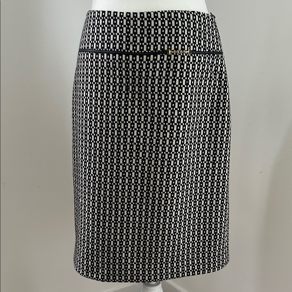 Banana Republic Black and White Wool Geometric Pencil Skirt sz 4